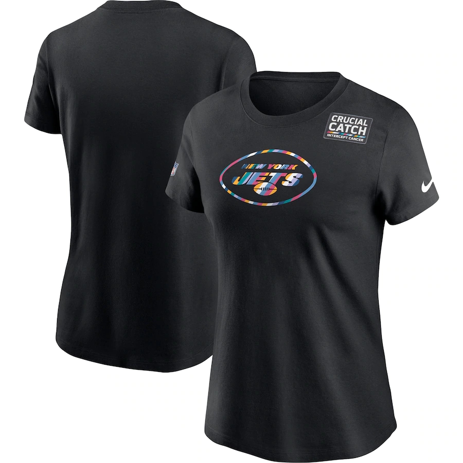Women's New York Jets 2020 Black Sideline Crucial Catch Performance T-Shirt(Run Small)